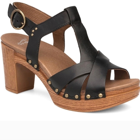 Dansko Women's Black Leather Daniela Slingback Heels Sandals Size 41 - Picture 1 of 9